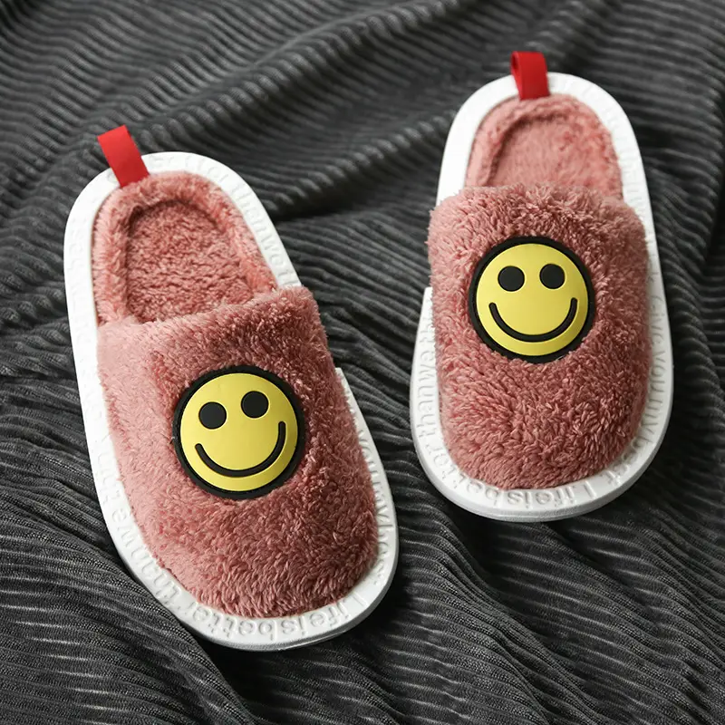 Creative New Winter Smiley Cotton Slippers Thick Bottom Warm Non-slip Wear-resistant Casual Plush Home Indoor Cotton Shoes for Women - Image 2