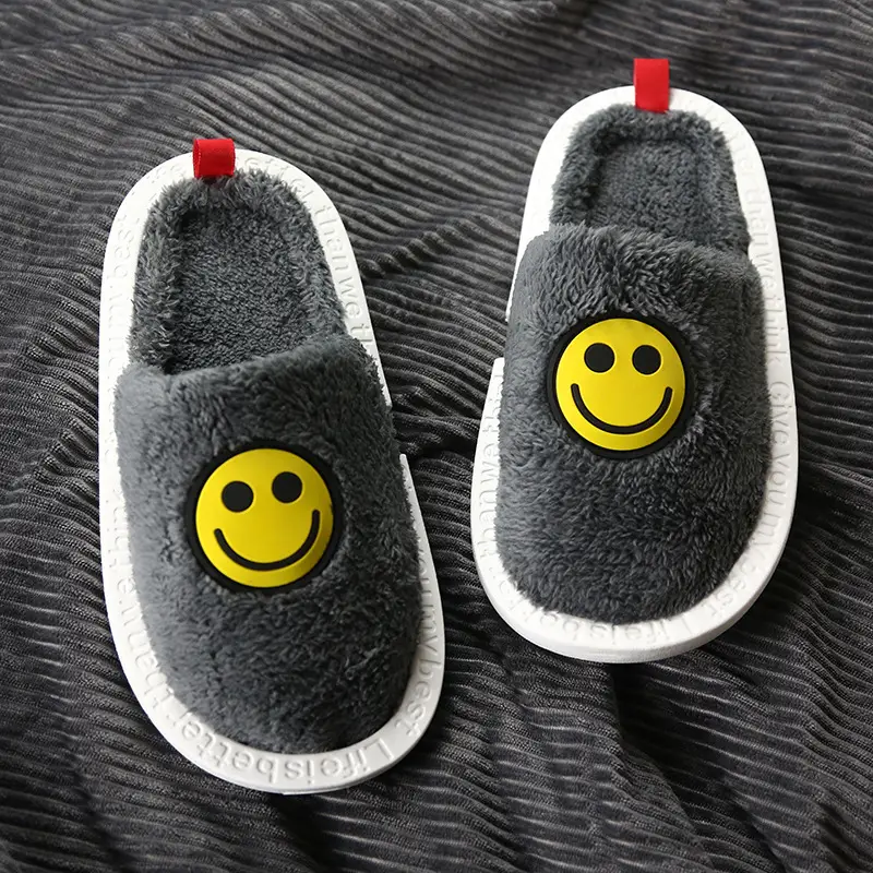 Creative New Winter Smiley Cotton Slippers Thick Bottom Warm Non-slip Wear-resistant Casual Plush Home Indoor Cotton Shoes for Women - Image 5