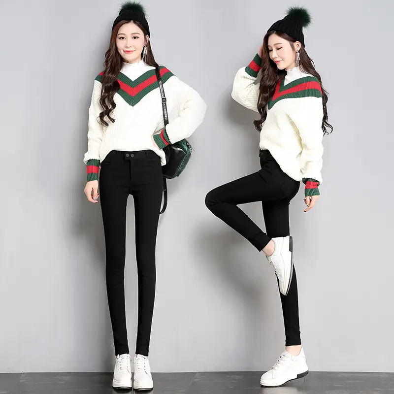 Women Black Slim Leggings Early Autumn High Waist - Image 3