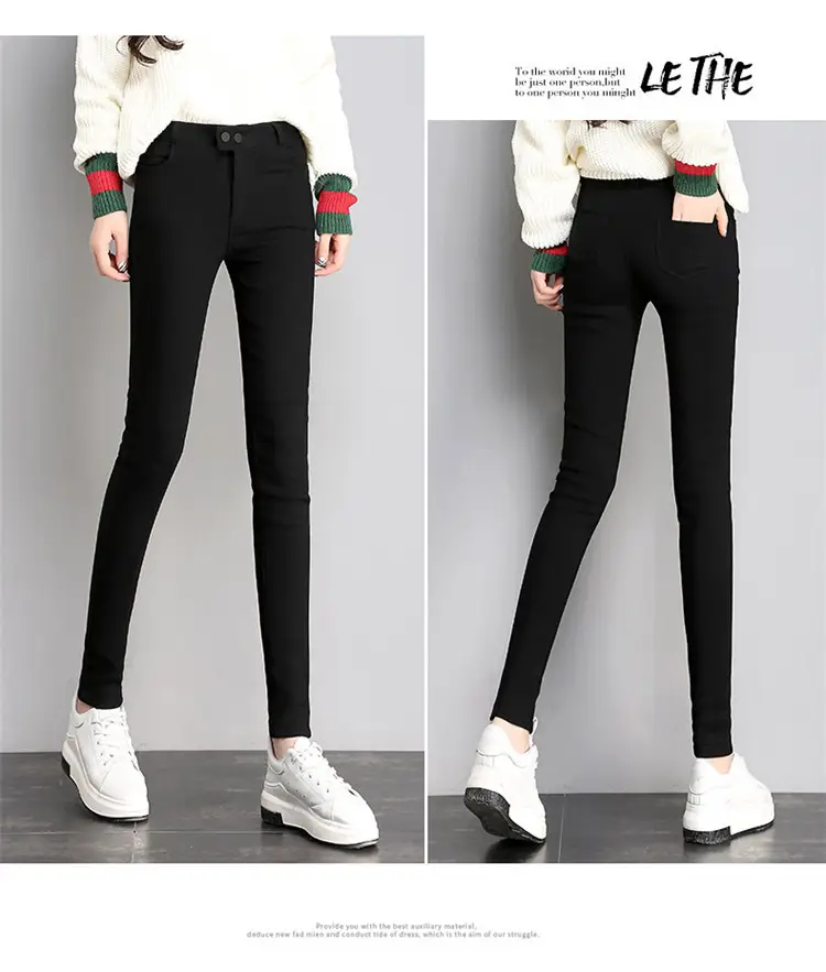 Women Black Slim Leggings Early Autumn High Waist — feature 16