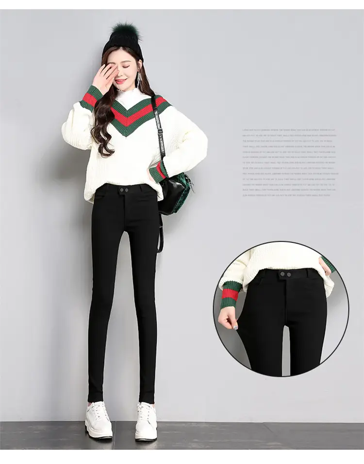 Women Black Slim Leggings Early Autumn High Waist — feature 17
