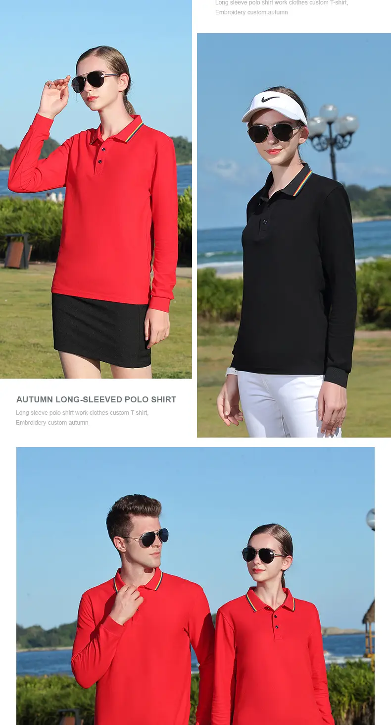 Red Embroidered Polo Shirt for Men Autumn Winter — feature 20
