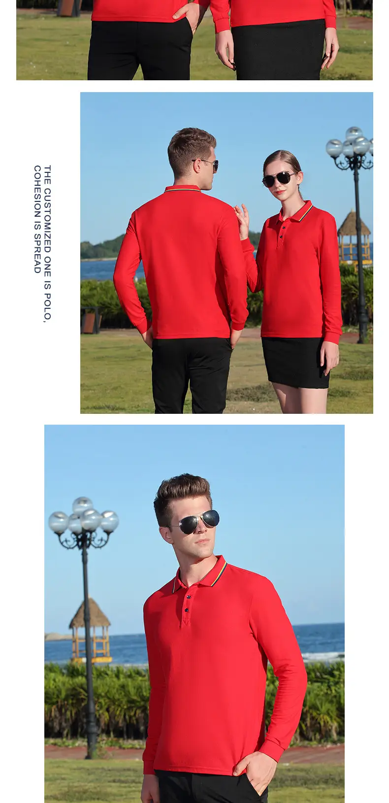 Red Embroidered Polo Shirt for Men Autumn Winter — feature 21