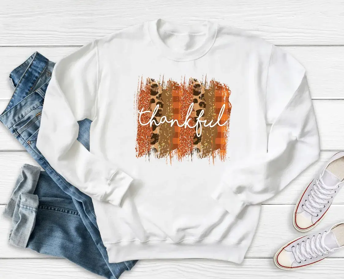 Black Printed Sweatshirt with "Thankful" Design - Image 2