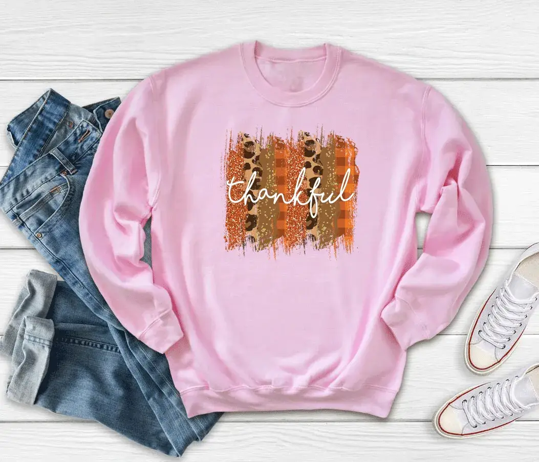 Black Printed Sweatshirt with "Thankful" Design - Image 7