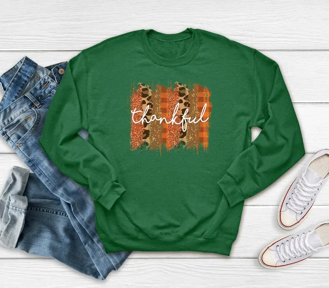 Black Printed Sweatshirt with "Thankful" Design - Image 8