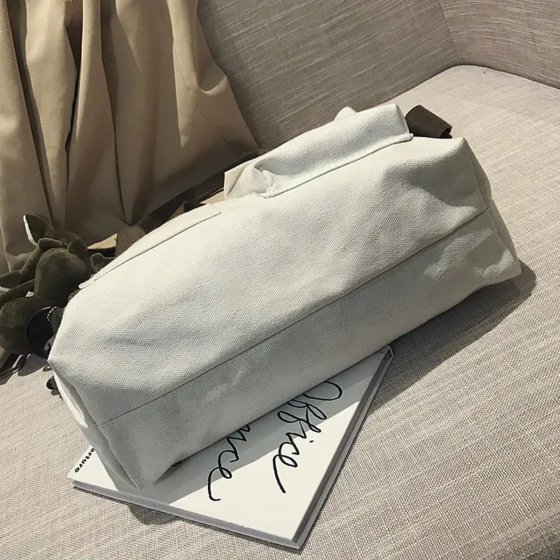 Women Canvas Satchel Tote Bag White 2021