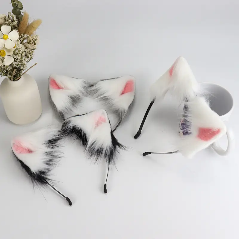 Plush Cat Ear Hairband Orange Lolita Fox Design - Image 17