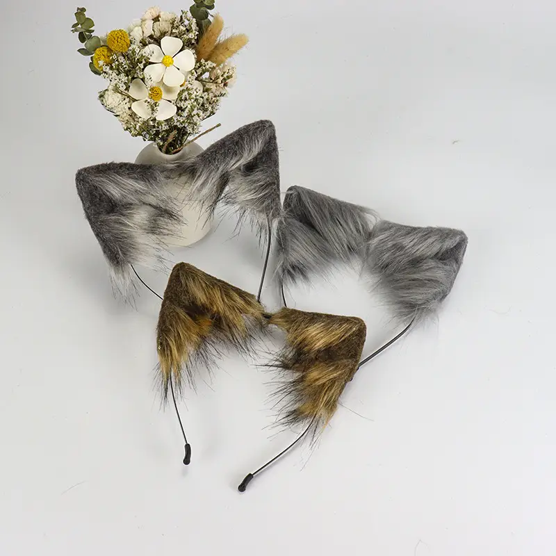 Plush Cat Ear Hairband Orange Lolita Fox Design - Image 18