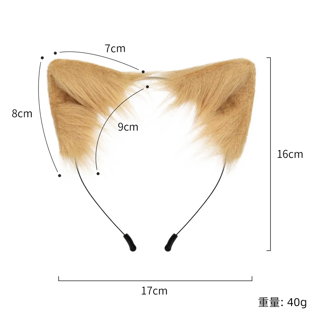 Plush Cat Ear Hairband Orange Lolita Fox Design - Image 19