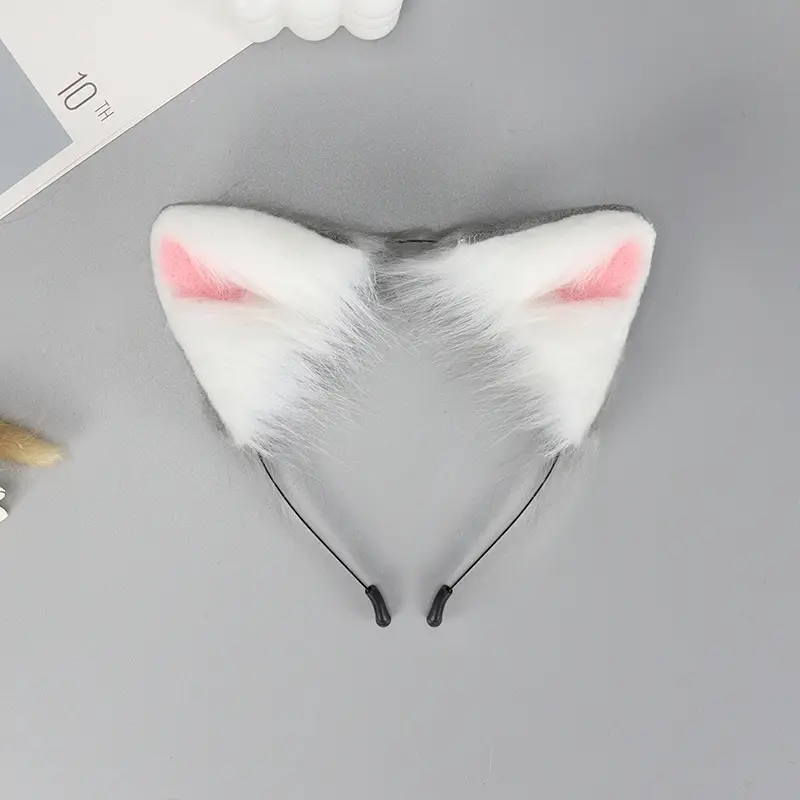 Plush Cat Ear Hairband Orange Lolita Fox Design - Image 10