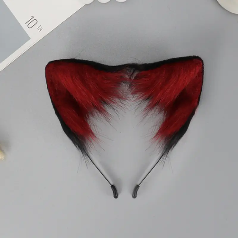 Plush Cat Ear Hairband Orange Lolita Fox Design - Image 11
