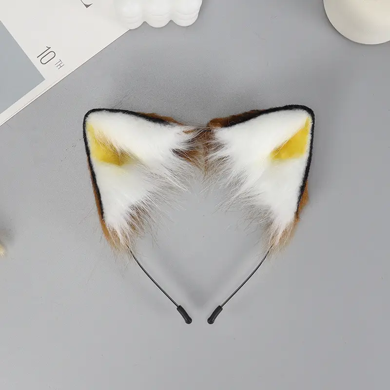 Plush Cat Ear Hairband Orange Lolita Fox Design - Image 12