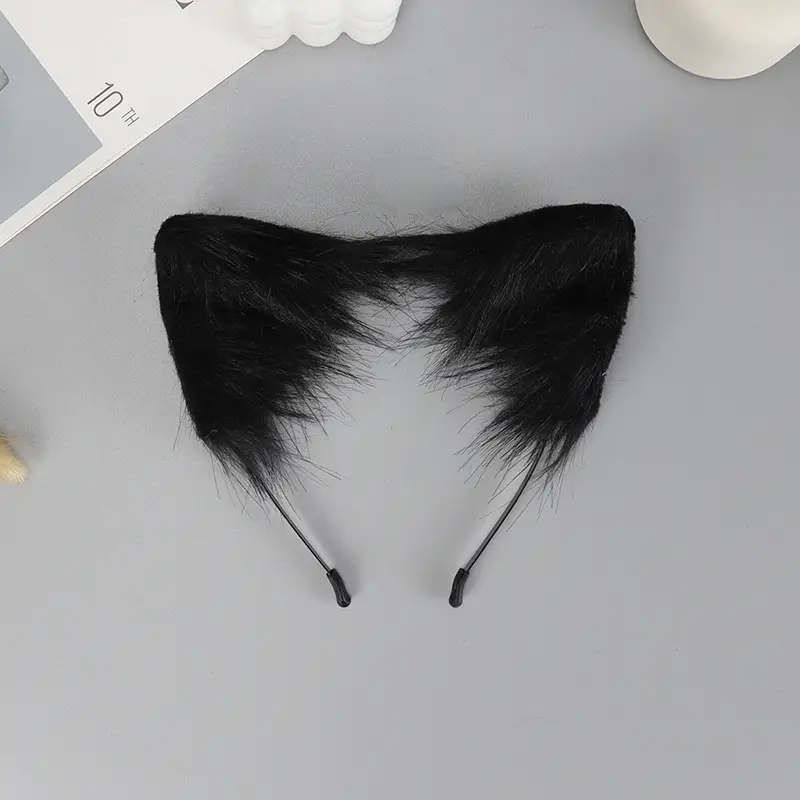 Plush Cat Ear Hairband Orange Lolita Fox Design - Image 2