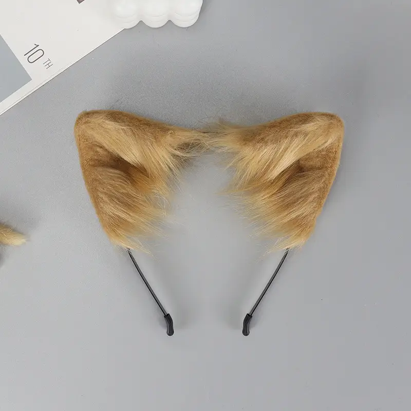 Plush Cat Ear Hairband Orange Lolita Fox Design - Image 3