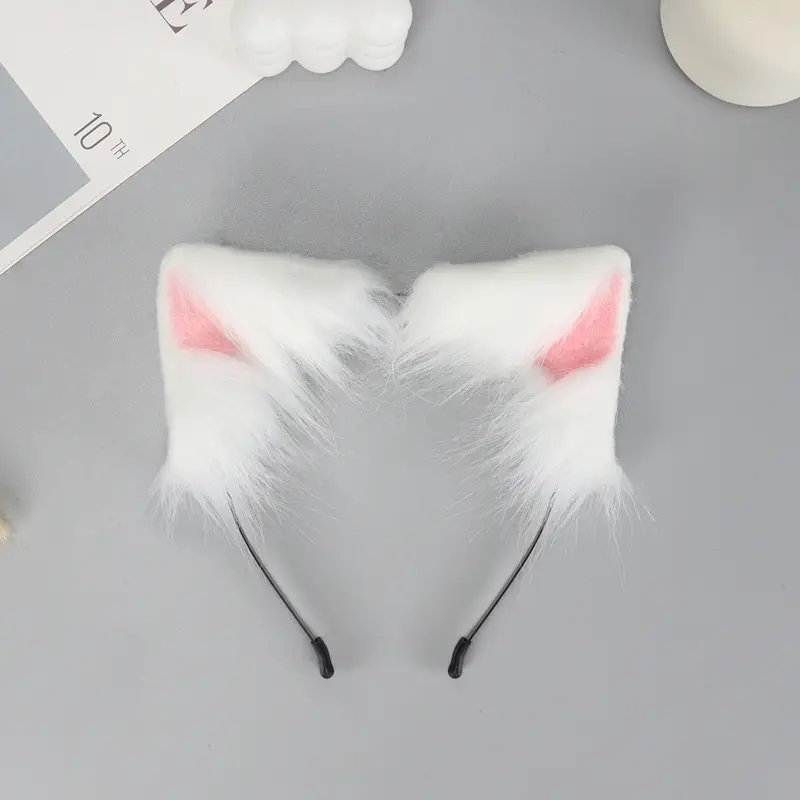 Plush Cat Ear Hairband Orange Lolita Fox Design - Image 8