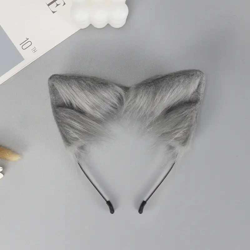 Plush Cat Ear Hairband Orange Lolita Fox Design - Image 9