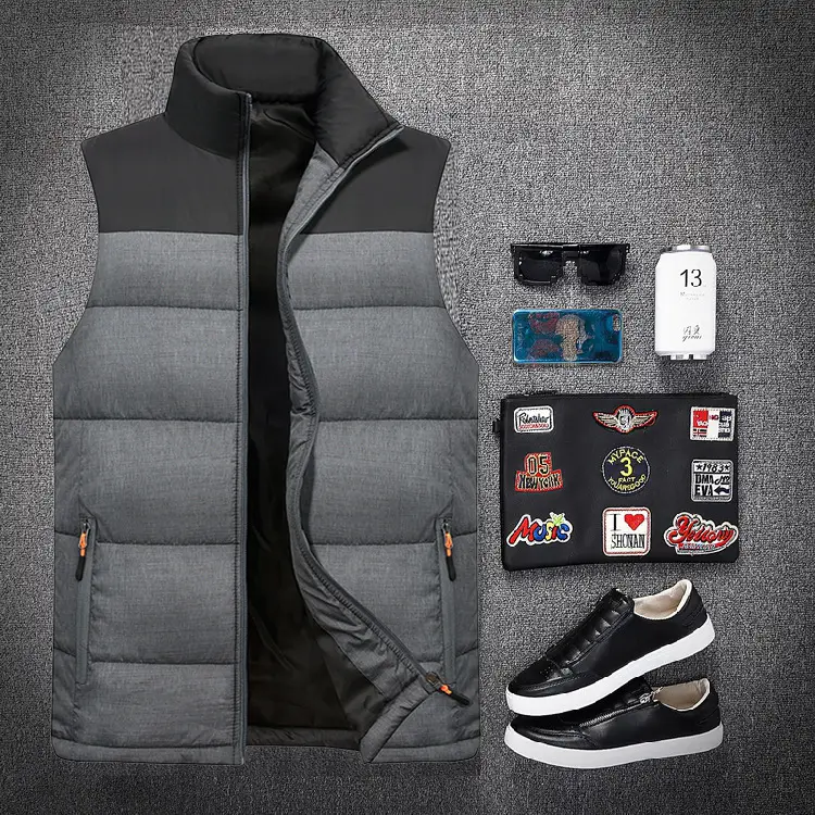 Black Slim Fit Vest with Vertical Zipper & Collar