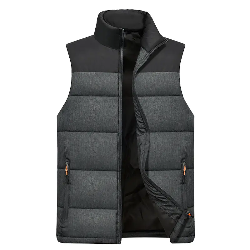 Black Slim Fit Vest with Vertical Zipper & Collar