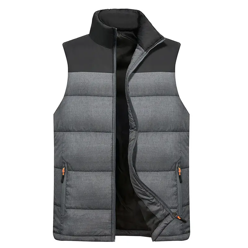 Black Slim Fit Vest with Vertical Zipper & Collar