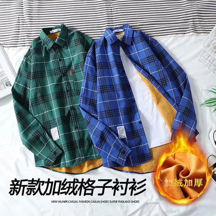 Men's Fleece Plaid Shirt Red Black Long Sleeve Warm Winter Jacket - Image 12