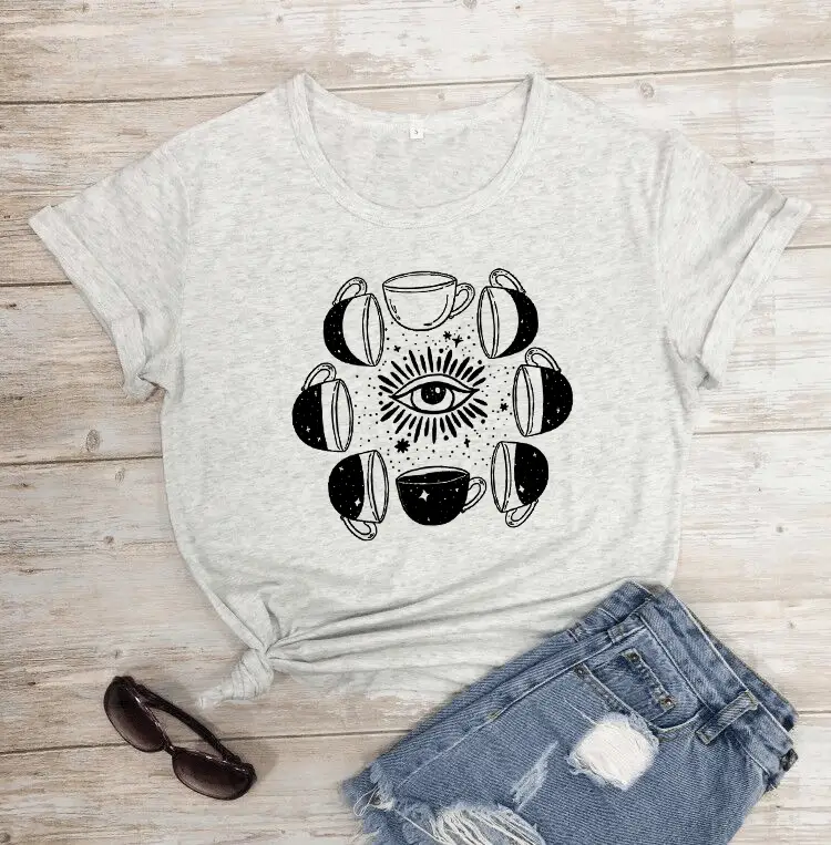 Foreign Trade T-Shirt Coffee Cup Eyes Design - Image 2