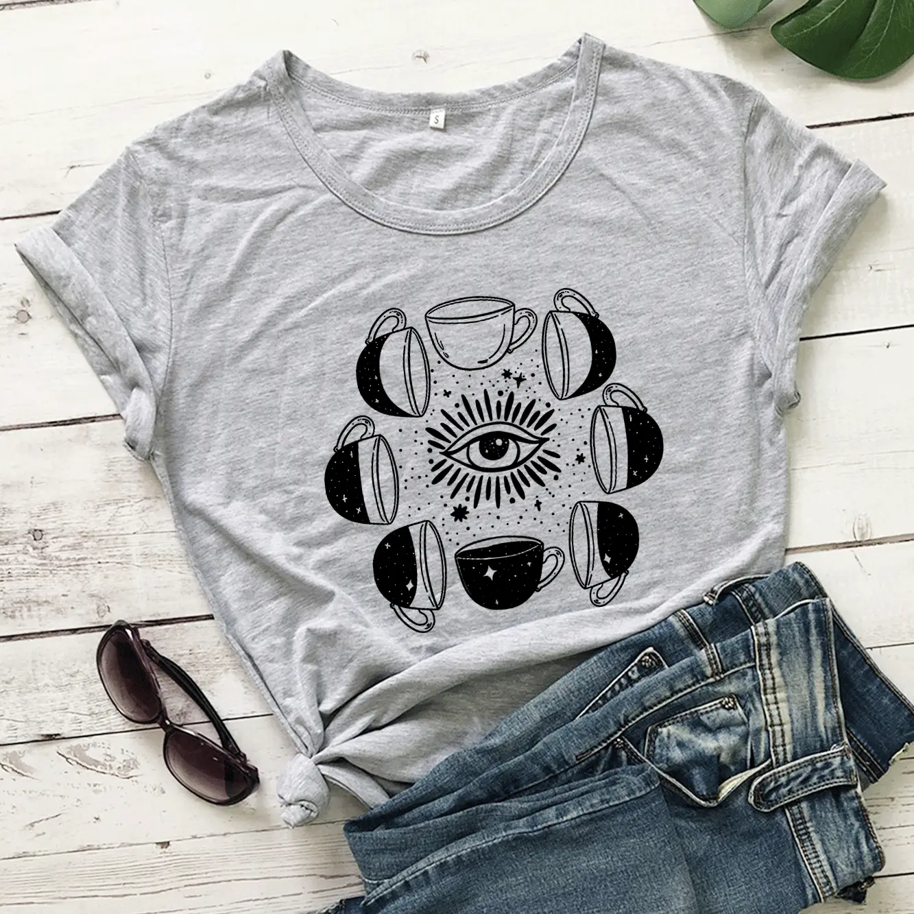 Foreign Trade T-Shirt Coffee Cup Eyes Design - Image 3