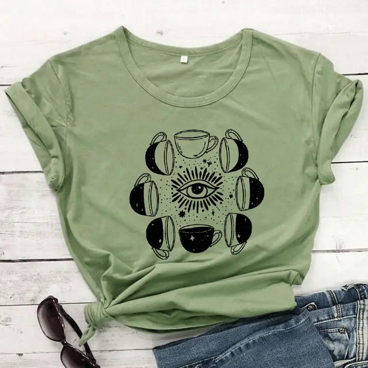 Foreign Trade T-Shirt Coffee Cup Eyes Design - Image 4