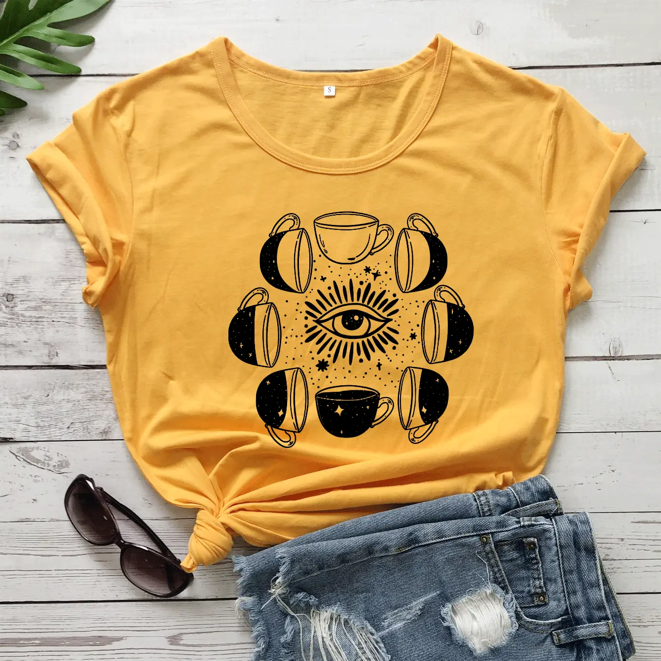 Foreign Trade T-Shirt Coffee Cup Eyes Design - Image 5