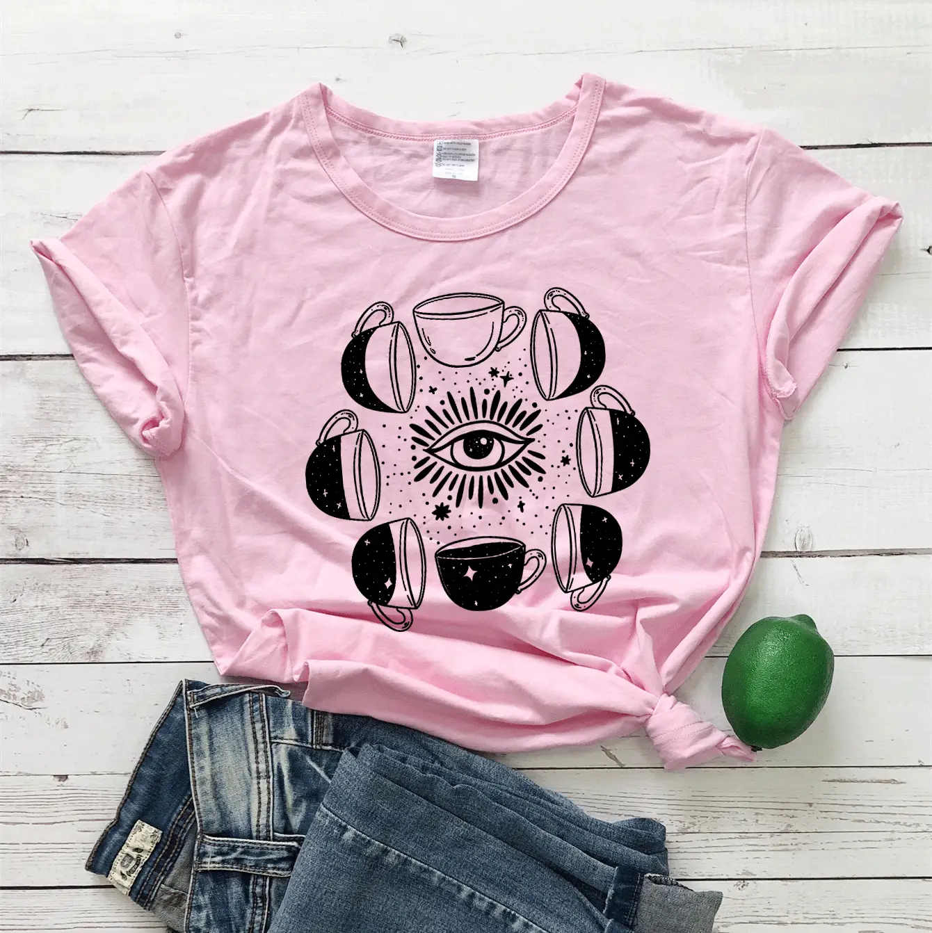 Foreign Trade T-Shirt Coffee Cup Eyes Design - Image 8