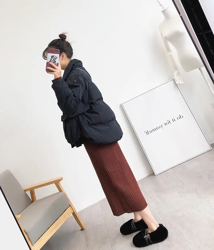 Black Knitted Half-Neck Dress for Women — feature 17