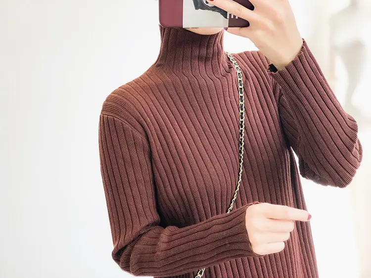 Black Knitted Half-Neck Dress for Women — feature 22