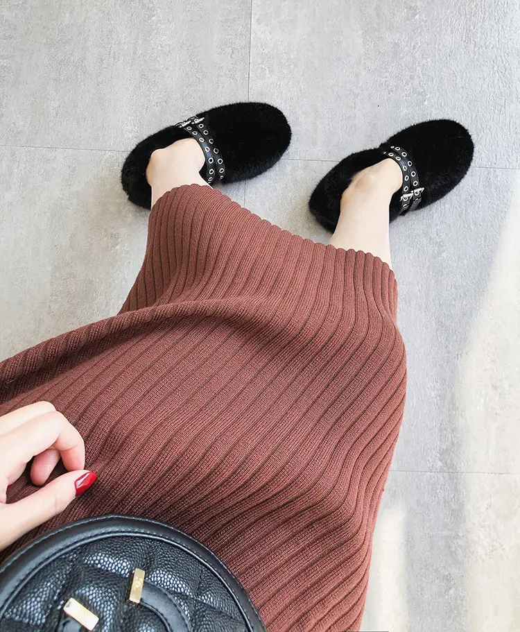 Black Knitted Half-Neck Dress for Women — feature 24