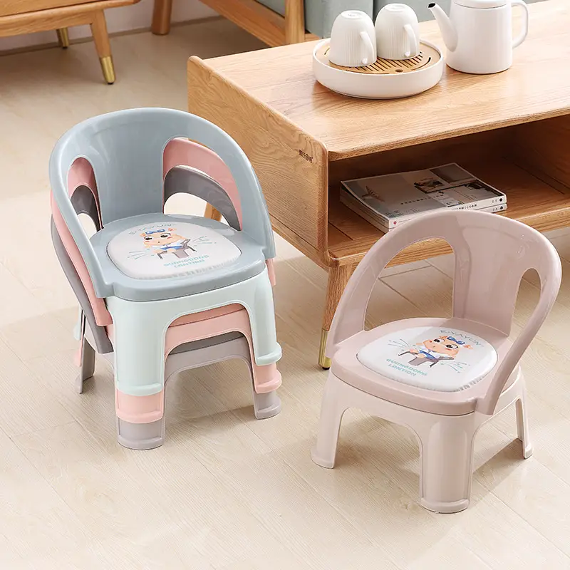 Kids Cartoon Stool Chair Plastic Baby Backrest Chair - Image 6