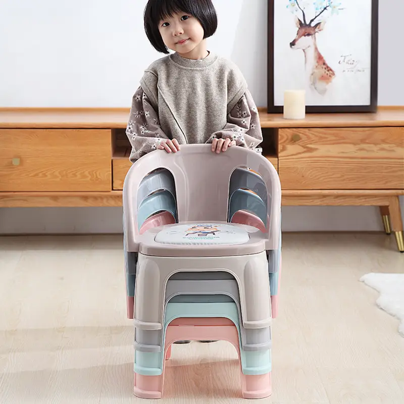 Kids Cartoon Stool Chair Plastic Baby Backrest Chair - Image 7