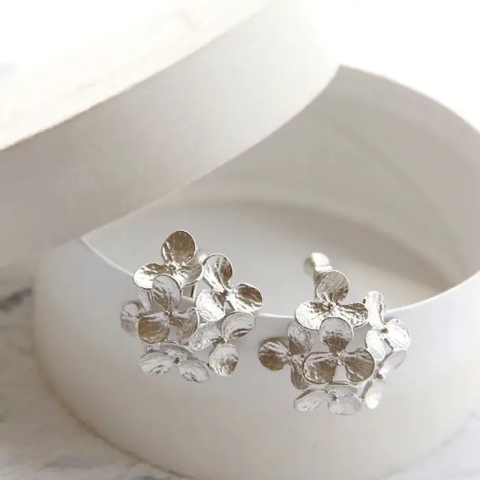 Gold Matte Hollow Flower Earrings for Women