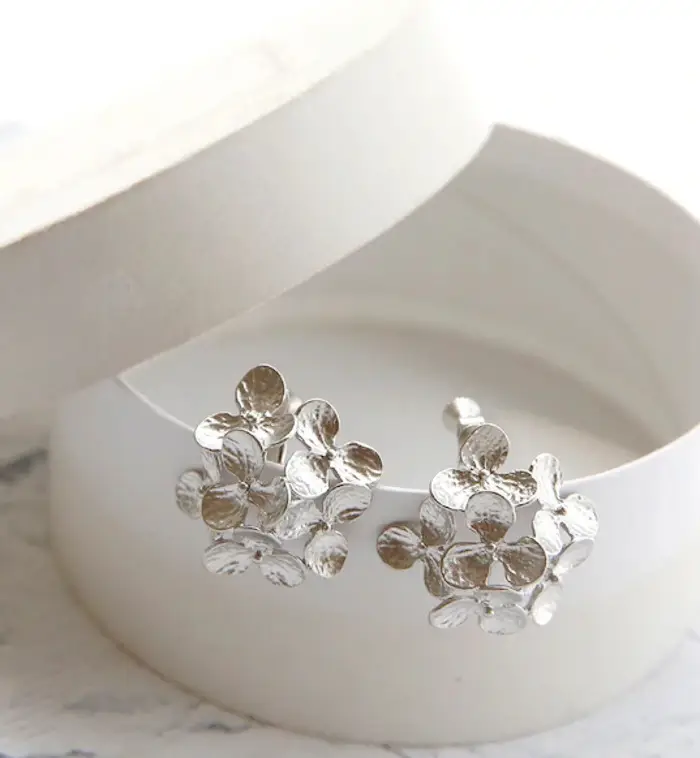 Gold Matte Hollow Flower Earrings for Women