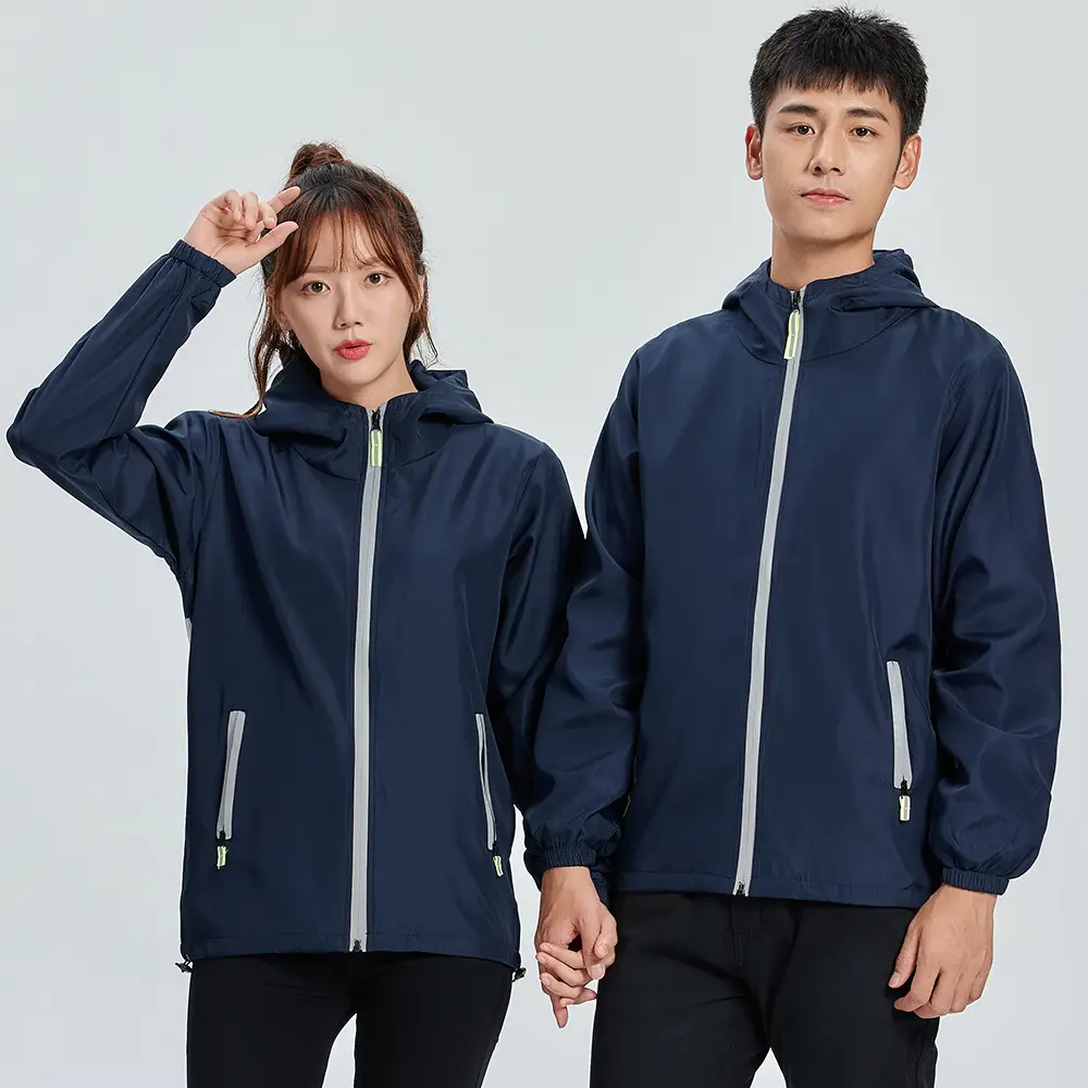 Men Full-Zip Hooded Windproof Jacket Neon Green