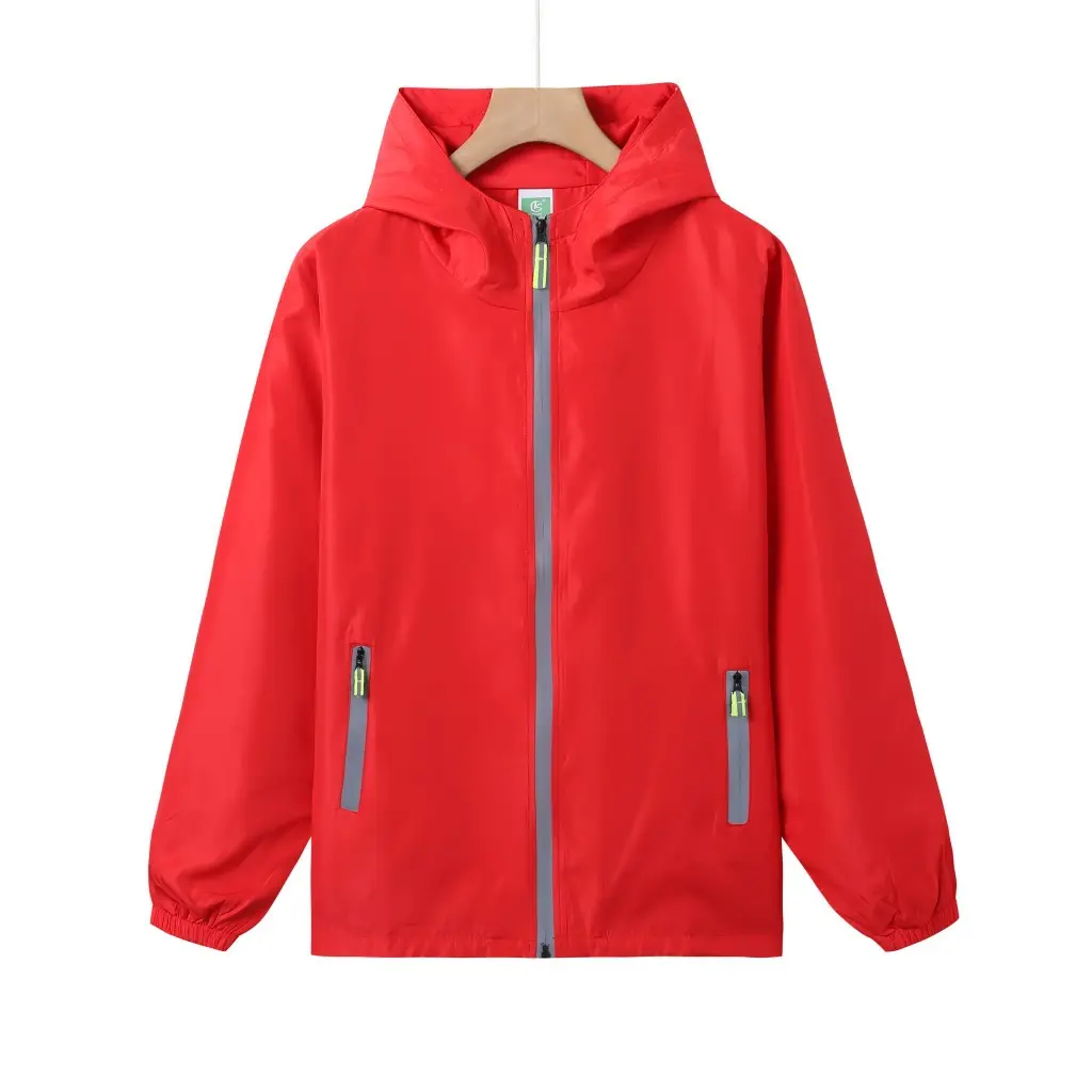 Men Full-Zip Hooded Windproof Jacket Neon Green