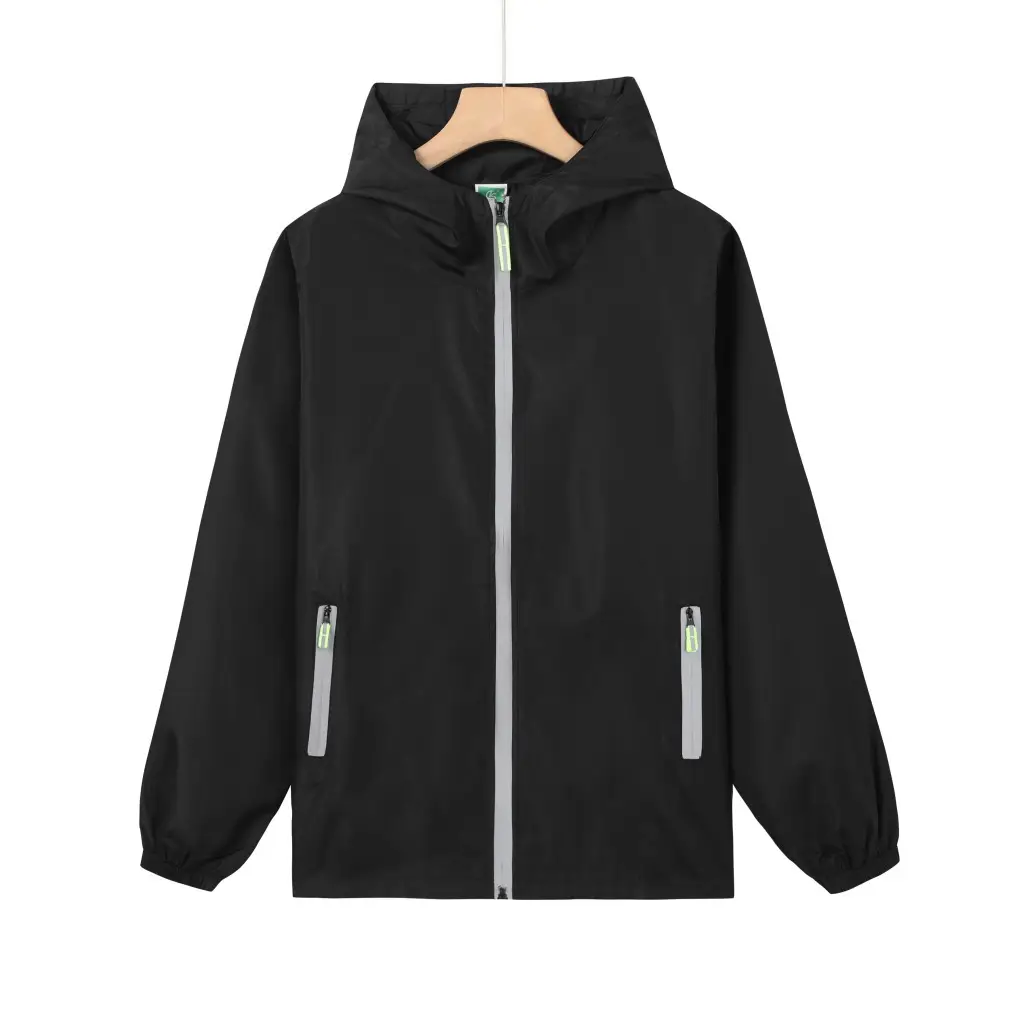 Men Full-Zip Hooded Windproof Jacket Neon Green