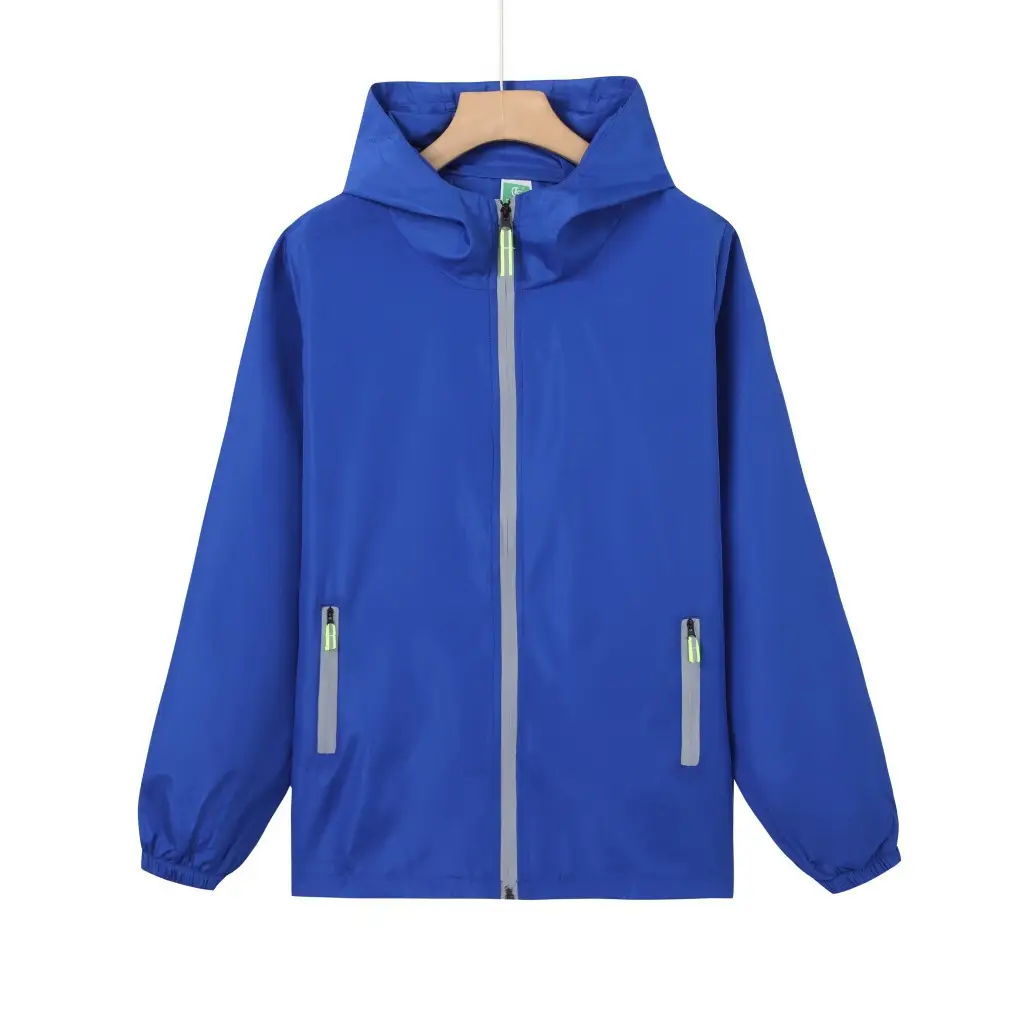 Men Full-Zip Hooded Windproof Jacket Neon Green