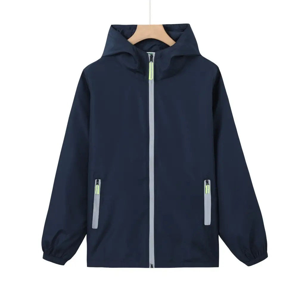Men Full-Zip Hooded Windproof Jacket Neon Green