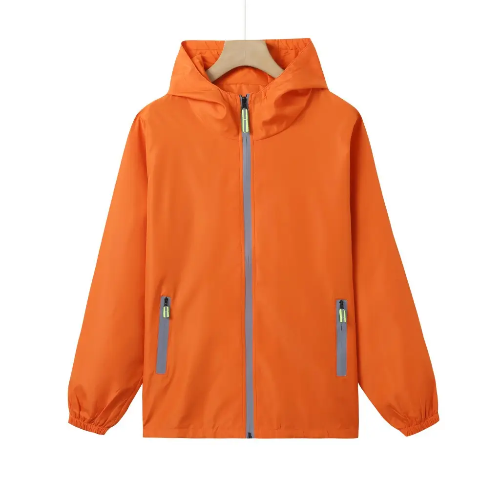 Men Full-Zip Hooded Windproof Jacket Neon Green