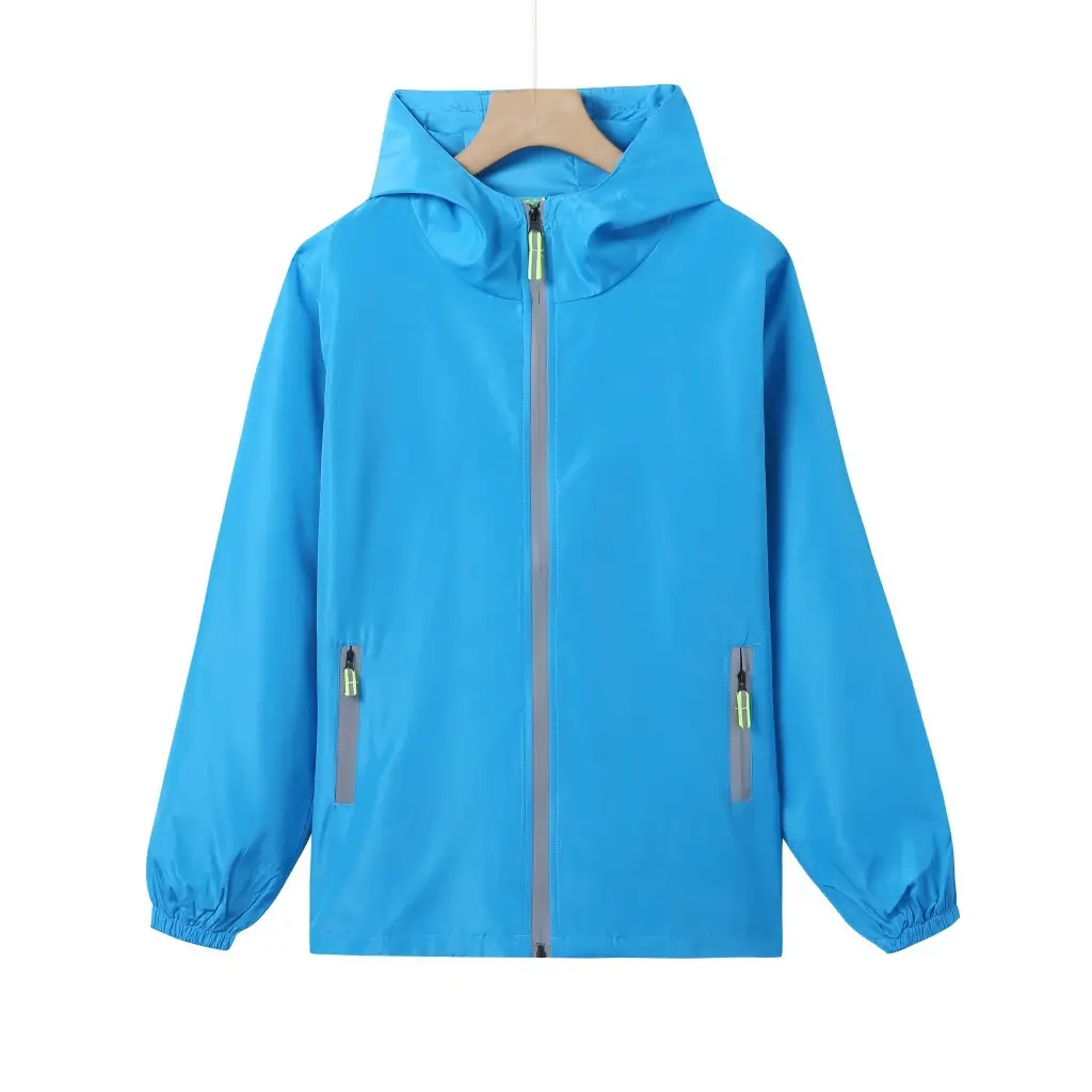 Men Full-Zip Hooded Windproof Jacket Neon Green