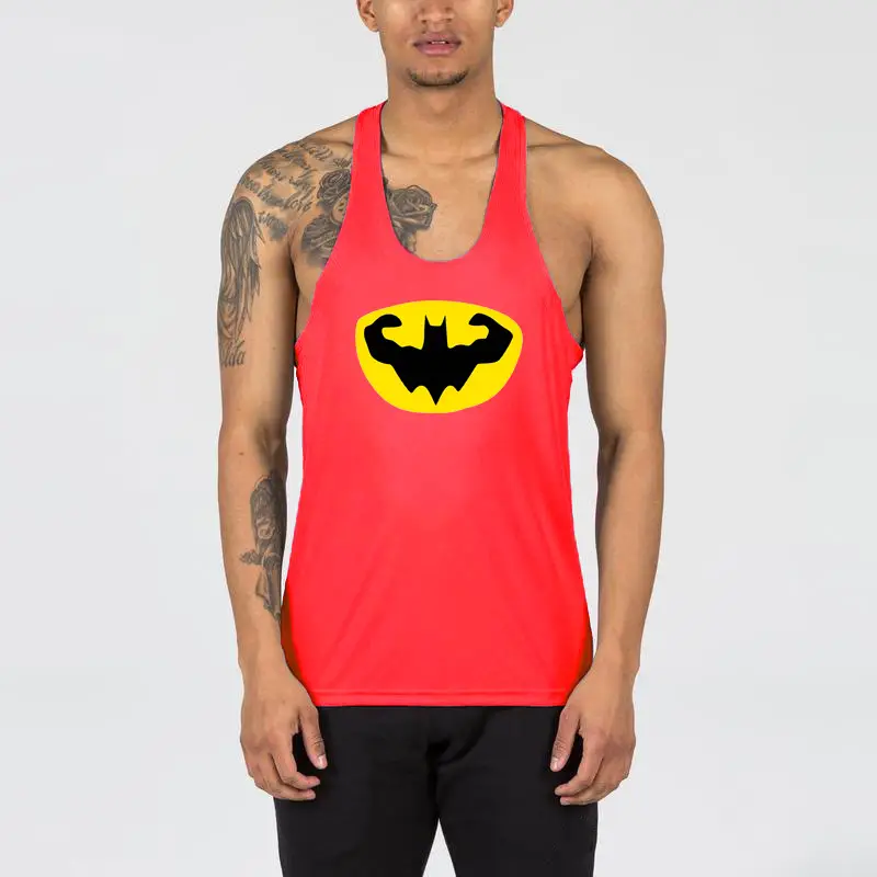 Men White Batman Muscle Vest Sleeveless Cotton Summer Fitness Vest - Image 3