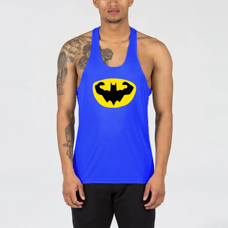 Men White Batman Muscle Vest Sleeveless Cotton Summer Fitness Vest - Image 6