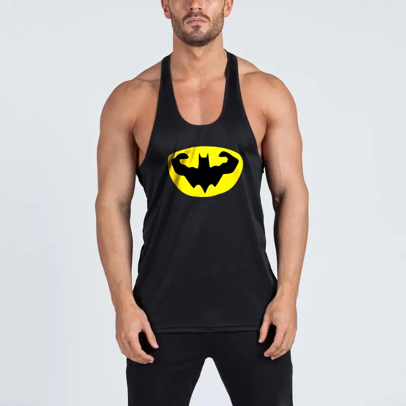 Men White Batman Muscle Vest Sleeveless Cotton Summer Fitness Vest - Image 5