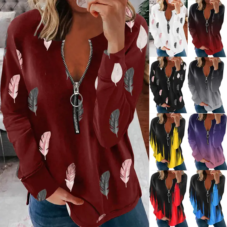 2022 Women's Blue Orange Grey Long Sleeve T-Shirt — feature 32