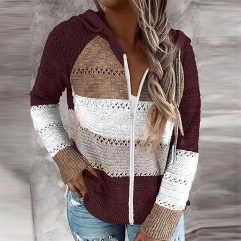 2025 Grey Knit Hoodie Long Sleeve Winter Wear - Image 23