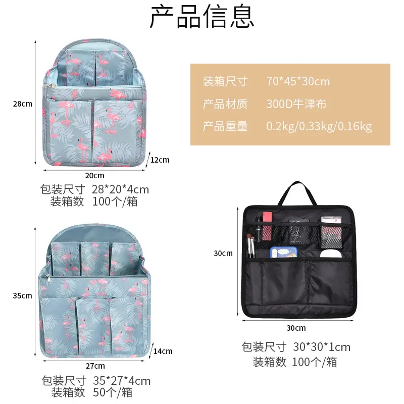 Pink Flamingo Travel Storage Bag with Zip Pockets - Image 17